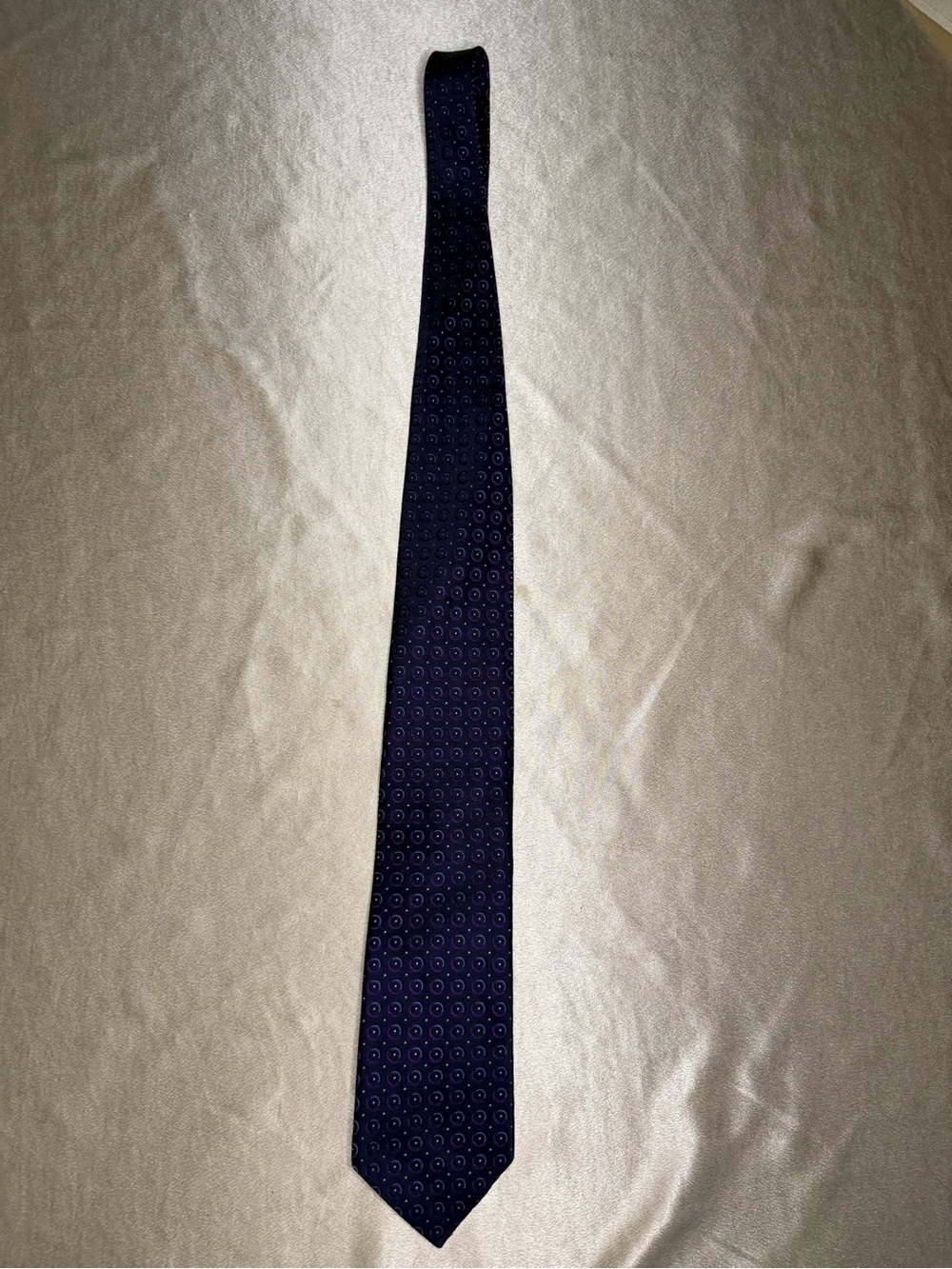 Ted Baker Men's Navy Blue Geometric Circle Pattern 100 % Silk Necktie